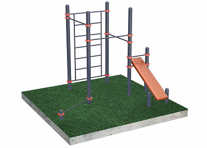 СК-06 Комплекс с шведской стенкой, скамьей для пресса, перекладиной для отжимания и турниками d=76 мм, d=89 мм, d=108 мм